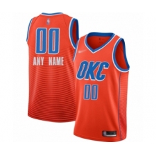 Men's Oklahoma City Thunder Customized Authentic Orange Finished Basketball Jersey - Statement Edition
