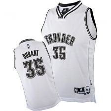 Men's Adidas Oklahoma City Thunder #35 Kevin Durant Authentic White on White NBA Jersey