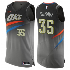 Men's Nike Oklahoma City Thunder #35 Kevin Durant Authentic Gray NBA Jersey - City Edition