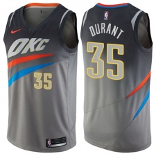 Men's Nike Oklahoma City Thunder #35 Kevin Durant Swingman Gray NBA Jersey - City Edition