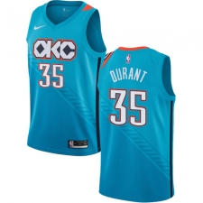 Men's Nike Oklahoma City Thunder #35 Kevin Durant Swingman Turquoise NBA Jersey - City Edition