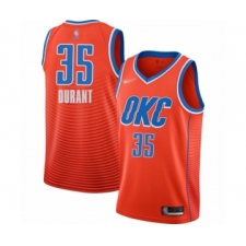 Men's Oklahoma City Thunder #35 Kevin Durant Authentic Orange Finished Basketball Jersey - Statement Edition