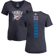 NBA Women's Nike Oklahoma City Thunder #35 Kevin Durant Navy Blue Backer T-Shirt