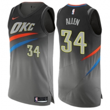 Men's Nike Oklahoma City Thunder #34 Ray Allen Authentic Gray NBA Jersey - City Edition