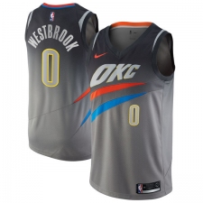 Men's Nike Oklahoma City Thunder #0 Russell Westbrook Swingman Gray NBA Jersey - City Edition