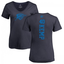 NBA Women's Nike Oklahoma City Thunder #40 Shawn Kemp Navy Blue One Color Backer Slim-Fit V-Neck T-Shirt