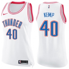 Women's Nike Oklahoma City Thunder #40 Shawn Kemp Swingman White/Pink Fashion NBA Jersey