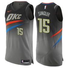 Men's Nike Oklahoma City Thunder #15 Kyle Singler Authentic Gray NBA Jersey - City Edition