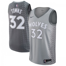 Men's Nike Minnesota Timberwolves #32 Karl-Anthony Towns Authentic Gray NBA Jersey - City Edition