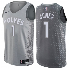Men's Nike Minnesota Timberwolves #1 Tyus Jones Authentic Gray NBA Jersey - City Edition