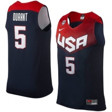 Men's Nike Team USA #5 Kevin Durant Swingman Navy Blue 2014 Dream Team Basketball Jersey