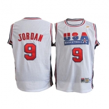 Men's Nike Team USA #9 Michael Jordan Authentic White Throwback Basketball Jersey