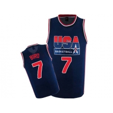 Men's Nike Team USA #7 Larry Bird Authentic Navy Blue 2012 Olympic Retro Basketball Jersey
