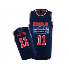 Men's Nike Team USA #11 Karl Malone Authentic Navy Blue 2012 Olympic Retro Basketball Jersey