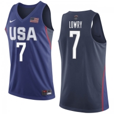 Men's Nike Team USA #7 Kyle Lowry Authentic Navy Blue 2016 Olympics Basketball Jersey