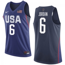 Men's Nike Team USA #6 DeAndre Jordan Authentic Navy Blue 2016 Olympics Basketball Jersey