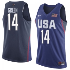 Men's Nike Team USA #14 Draymond Green Swingman Navy Blue 2016 Olympic Basketball Jersey