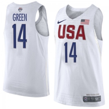 Men's Nike Team USA #14 Draymond Green Swingman White 2016 Olympic Basketball Jersey