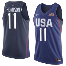 Men's Nike Team USA #11 Klay Thompson Authentic Navy Blue 2016 Olympic Basketball Jersey