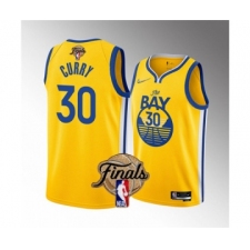 Men's Golden State Warriors #30 Stephen Curry 2022 Yellow NBA Finals Stitched Jersey