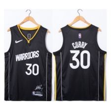 Men's Golden State Warriors #30 Stephen Curry Black 75th Anniversary Stitched Jersey