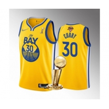 Men's Golden State Warriors #30 Stephen Curry Gold 2022 NBA Finals Champions Stitched Jersey