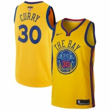 Men's Nike Golden State Warriors #30 Stephen Curry Authentic Gold 2018 NBA Finals Bound NBA Jersey - City Edition