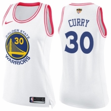 Women's Nike Golden State Warriors #30 Stephen Curry Swingman White/Pink Fashion 2018 NBA Finals Bound NBA Jersey