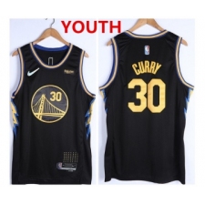 Youth Golden State Warriors #30 Stephen Curry 75th Anniversary Black Stitched Basketball Jersey
