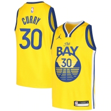 Youth Golden State Warriors #30 Stephen Curry Jordan Brand Gold 2020-21 Swingman Player Jersey