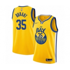 Men's Golden State Warriors #35 Kevin Durant Authentic Gold Finished Basketball Jersey - Statement Edition