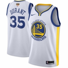 Men's Nike Golden State Warriors #35 Kevin Durant Authentic White Home 2018 NBA Finals Bound NBA Jersey - Association Edition