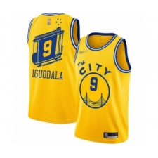 Men's Golden State Warriors #9 Andre Iguodala Authentic Gold Hardwood Classics Basketball Jersey - The City Classic Edition