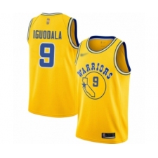 Men's Golden State Warriors #9 Andre Iguodala Authentic Gold Hardwood Classics Basketball Jersey