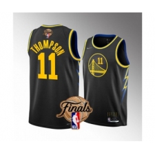 Men's Golden State Warriors #11 Klay Thompson 2022 Black NBA Finals Stitched Jersey