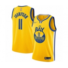 Men's Golden State Warriors #11 Klay Thompson Authentic Gold Finished Basketball Jersey - Statement Edition