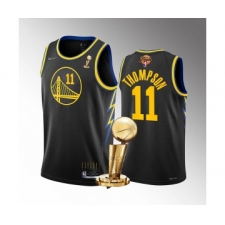 Men's Golden State Warriors #11 Klay Thompson Black 2022 NBA Finals Champions Stitched Jersey