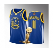 Men's Golden State Warriors #11 Klay Thompson Royal 2022 NBA Finals Champions Stitched Jersey