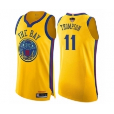 Youth Golden State Warriors #11 Klay Thompson Swingman Gold 2019 Basketball Finals Bound Basketball Jersey - City Edition