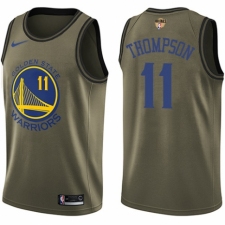 Youth Nike Golden State Warriors #11 Klay Thompson Swingman Green Salute to Service 2018 NBA Finals Bound NBA Jersey