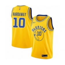 Men's Golden State Warriors #10 Tim Hardaway Authentic Gold Hardwood Classics Basketball Jersey