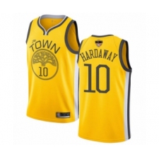 Men's Golden State Warriors #10 Tim Hardaway Yellow Swingman 2019 Basketball Finals Bound Jersey - Earned Edition