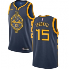 Men's Nike Golden State Warriors #15 Latrell Sprewell Swingman Navy Blue NBA Jersey - City Edition