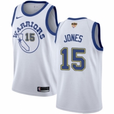 Men's Nike Golden State Warriors #15 Damian Jones Authentic White Hardwood Classics 2018 NBA Finals Bound NBA Jersey