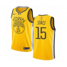 Men's Nike Golden State Warriors #15 Damian Jones Yellow Swingman Jersey - Earned Edition