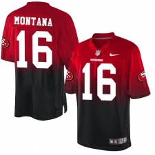 Men's Nike San Francisco 49ers #16 Joe Montana Elite Red/Black Fadeaway NFL Jersey