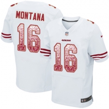 Men's Nike San Francisco 49ers #16 Joe Montana Elite White Road Drift Fashion NFL Jersey