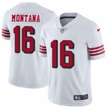 Men's Nike San Francisco 49ers #16 Joe Montana Limited White Rush Vapor Untouchable NFL Jersey