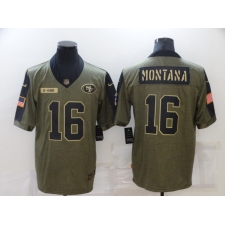 Men's San Francisco 49ers #16 Joe Montana Nike Olive 2021 Salute To Service Limited Player Jersey