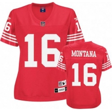 Reebok San Francisco 49ers #16 Joe Montana Red Women's Throwback Team Color Replica NFL Jersey